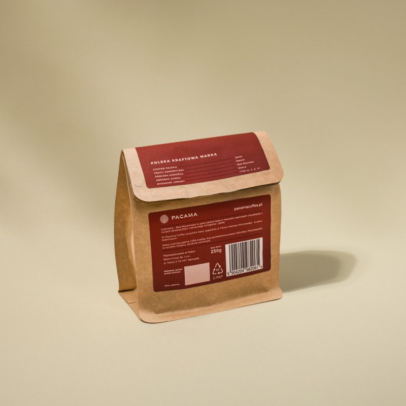 Kawa ziarnista jasno palona Arabica Speciality Pacama Coffee Colombia - Red Manantiales SCA 85 250 g