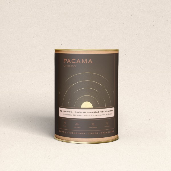 Czekolada deserowa Pacama Choco Colombia 58 % kakao 200g puszka
