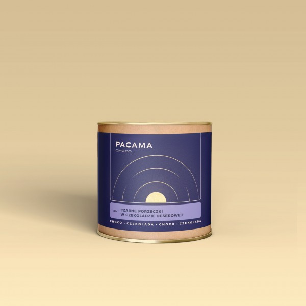 Czarne porzeczki w czekoladzie deserowej Pacama Choco 150g puszka